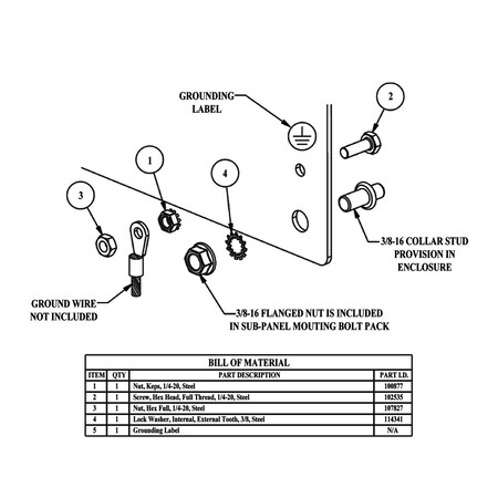 Saginaw Control & Engineering Grounding Kit 3/8-16 SCE-102297